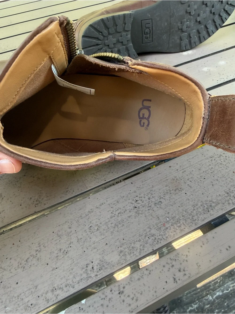 UGG Chestnut Leather Side-Zip Ankle Booties